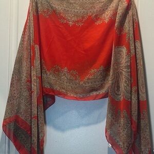 Elegant Red and Gold Paisley Shawl